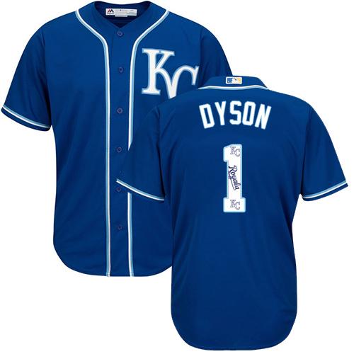 Royals #1 Jarrod Dyson Royal Blue Team Logo Fashion Stitched MLB Jersey